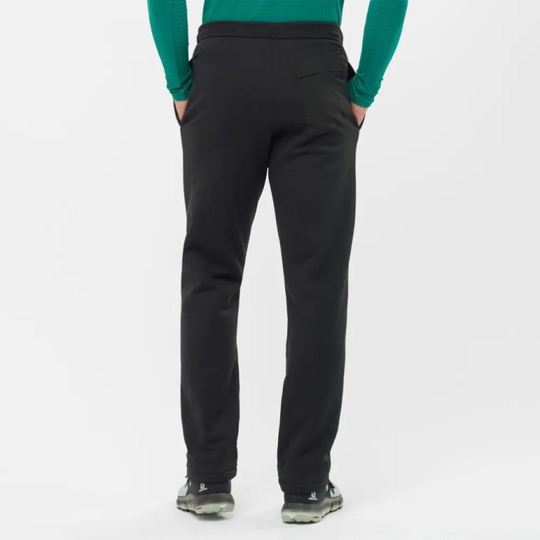 Black Salomon Essential Warm Fleece Men's Sport Pants | IE EU1579